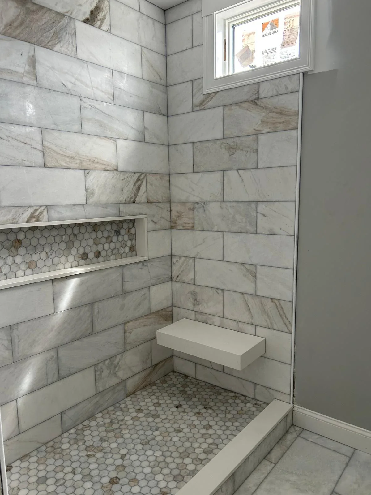 Real tile installation project completed by AM King Remodeling